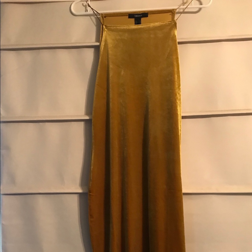 Mustard yellow velvet dress